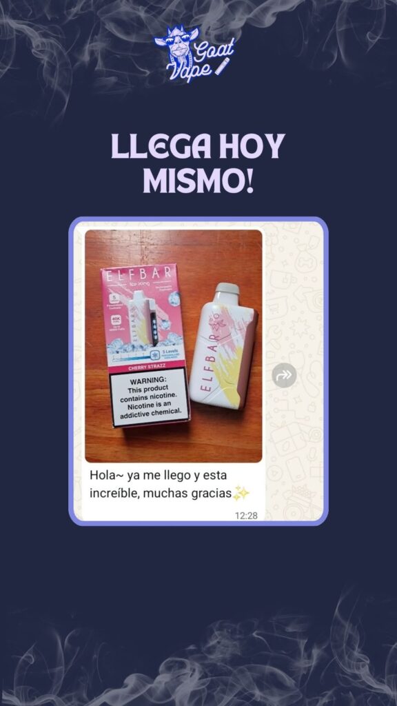 Cliente de Goat Vape con su pedido: «Llega hoy mismo»