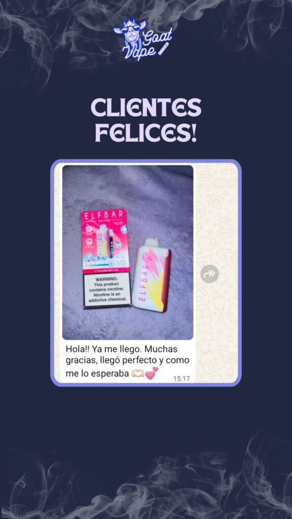 Cliente de Goat Vape con su pedido: «Clientes felices»