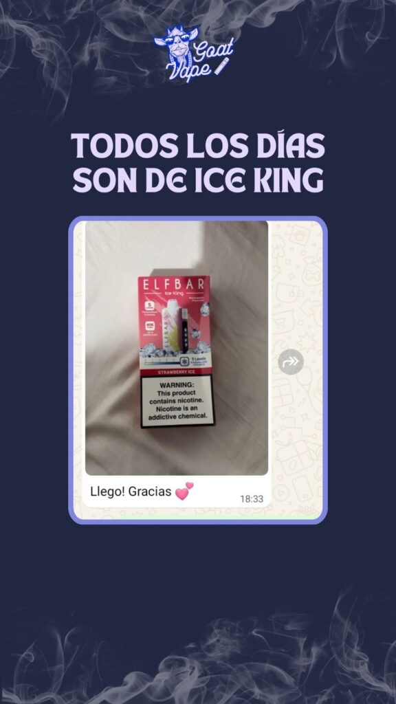 Cliente de Goat Vape con su pedido: «Todos los días son de Ice King»